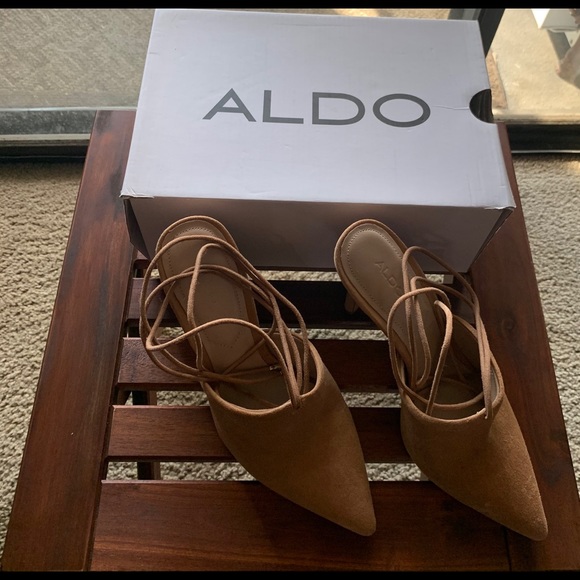 Tan suede heel ankle tie - Picture 3 of 6